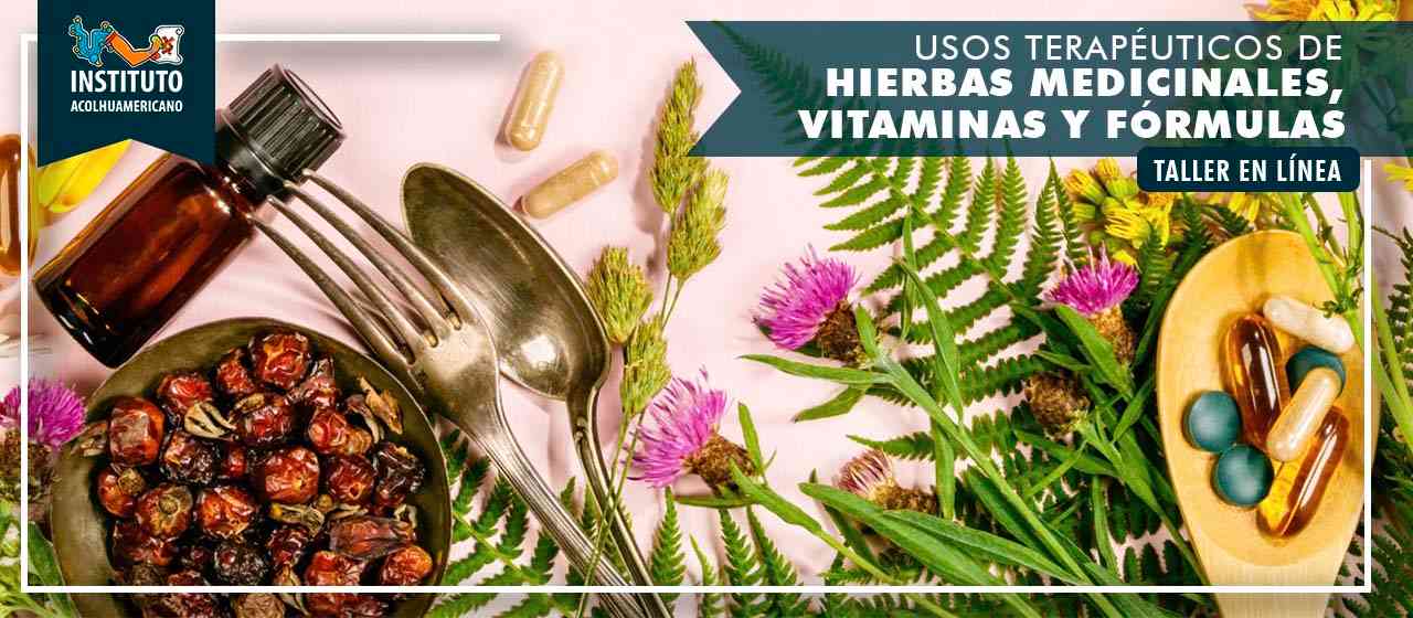 banner del curso: usos terapéuticos de hierbas medicinales, vitaminas y fórmulas