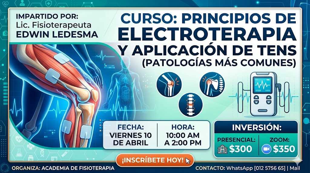 banner del curso: principios de electroterapia y aplicacion de tens (patologías más comunes)