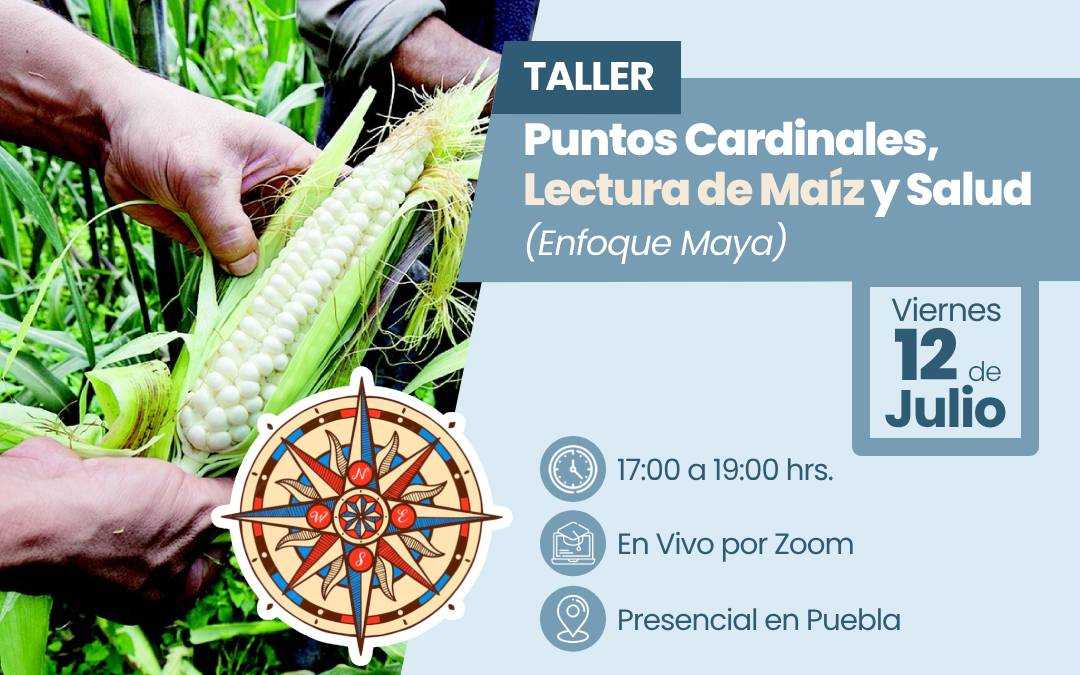 banner del curso: puntos cardinales, lectura de maíz y salud 