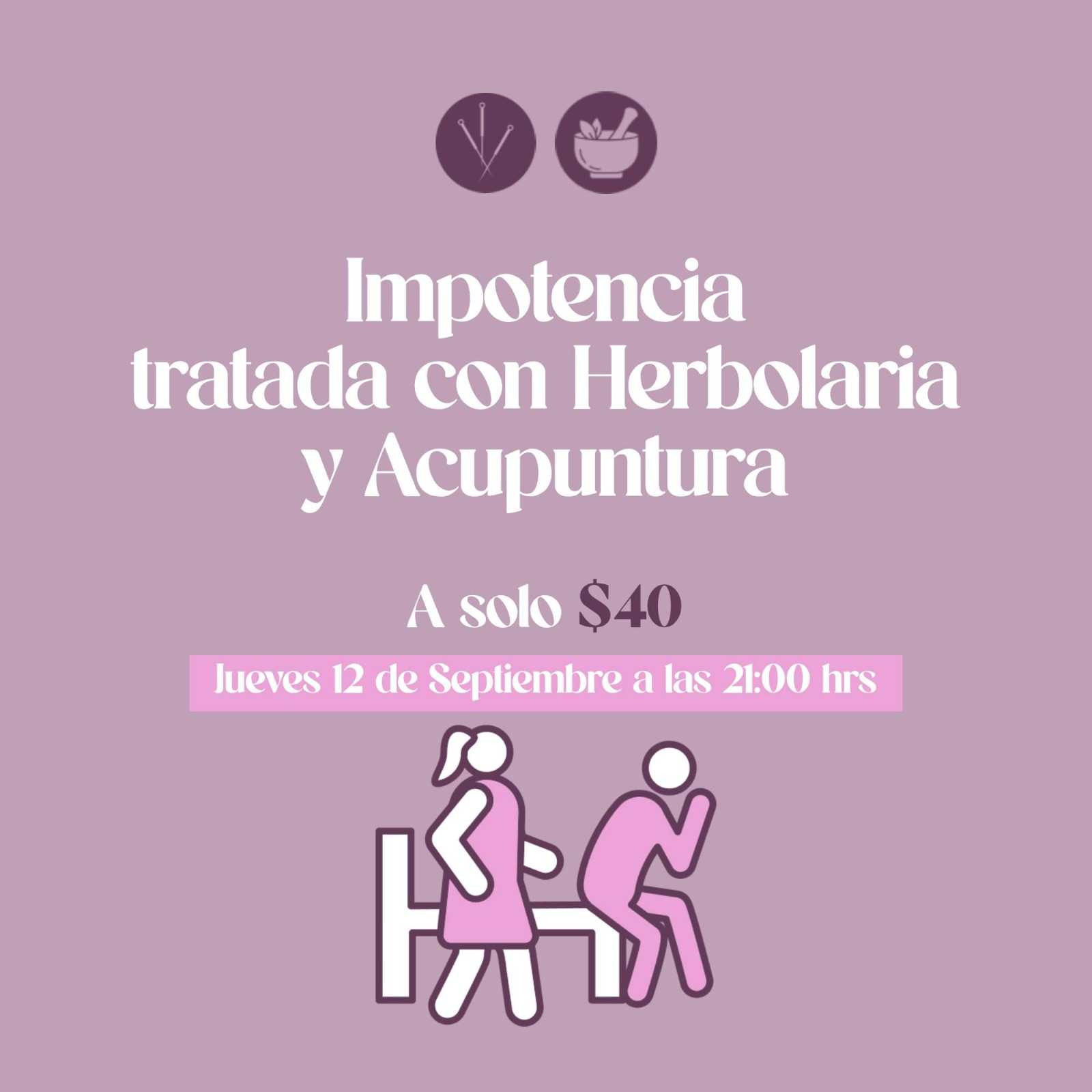 banner del curso: impotencia tratada con herbolaria y acupuntura