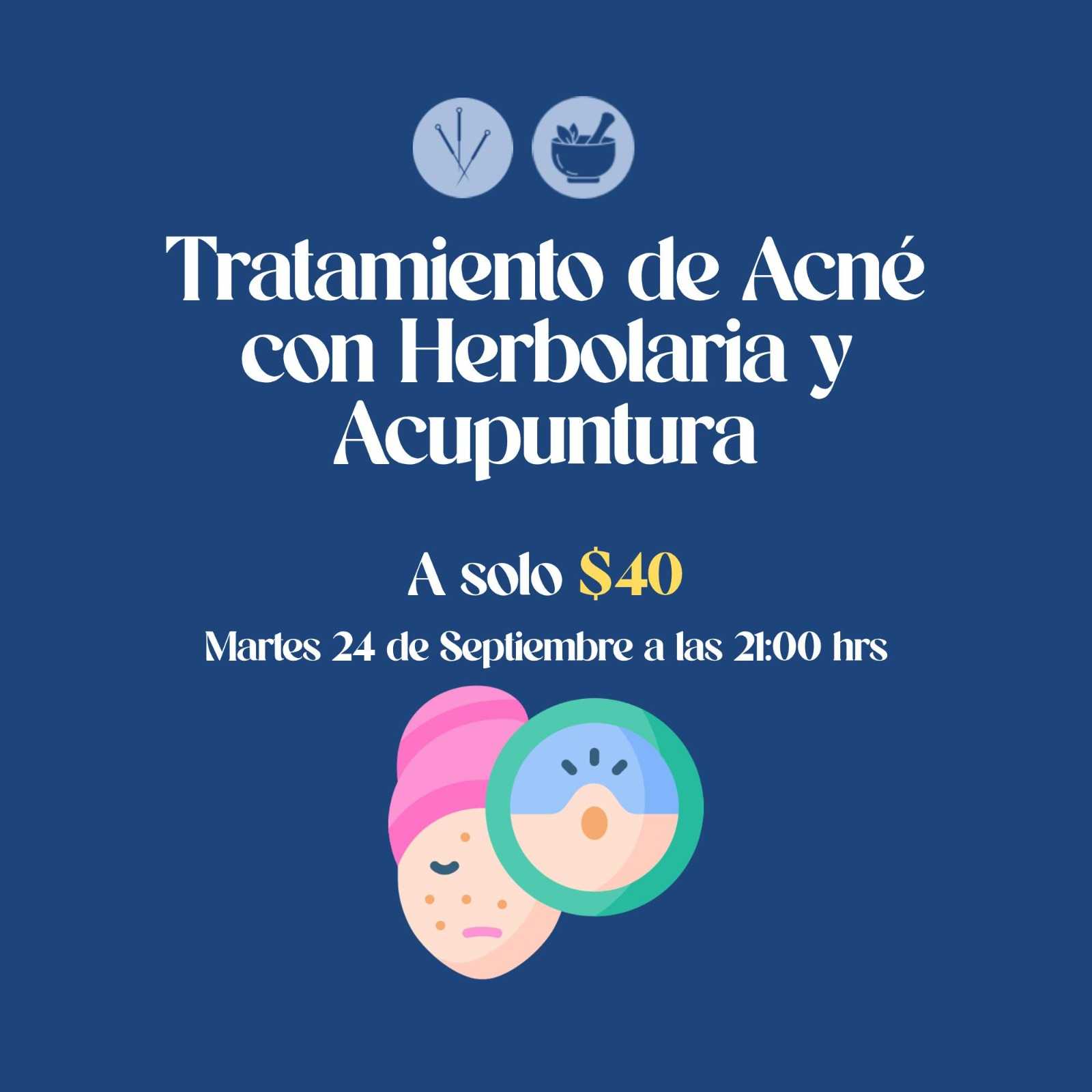 banner del curso: tratamiento de acné con herbolaria y acupuntura