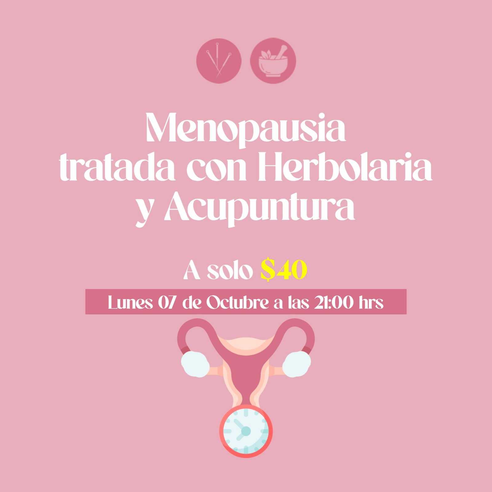 banner del curso: menopausia tratada con hebrolaria  y acupuntura