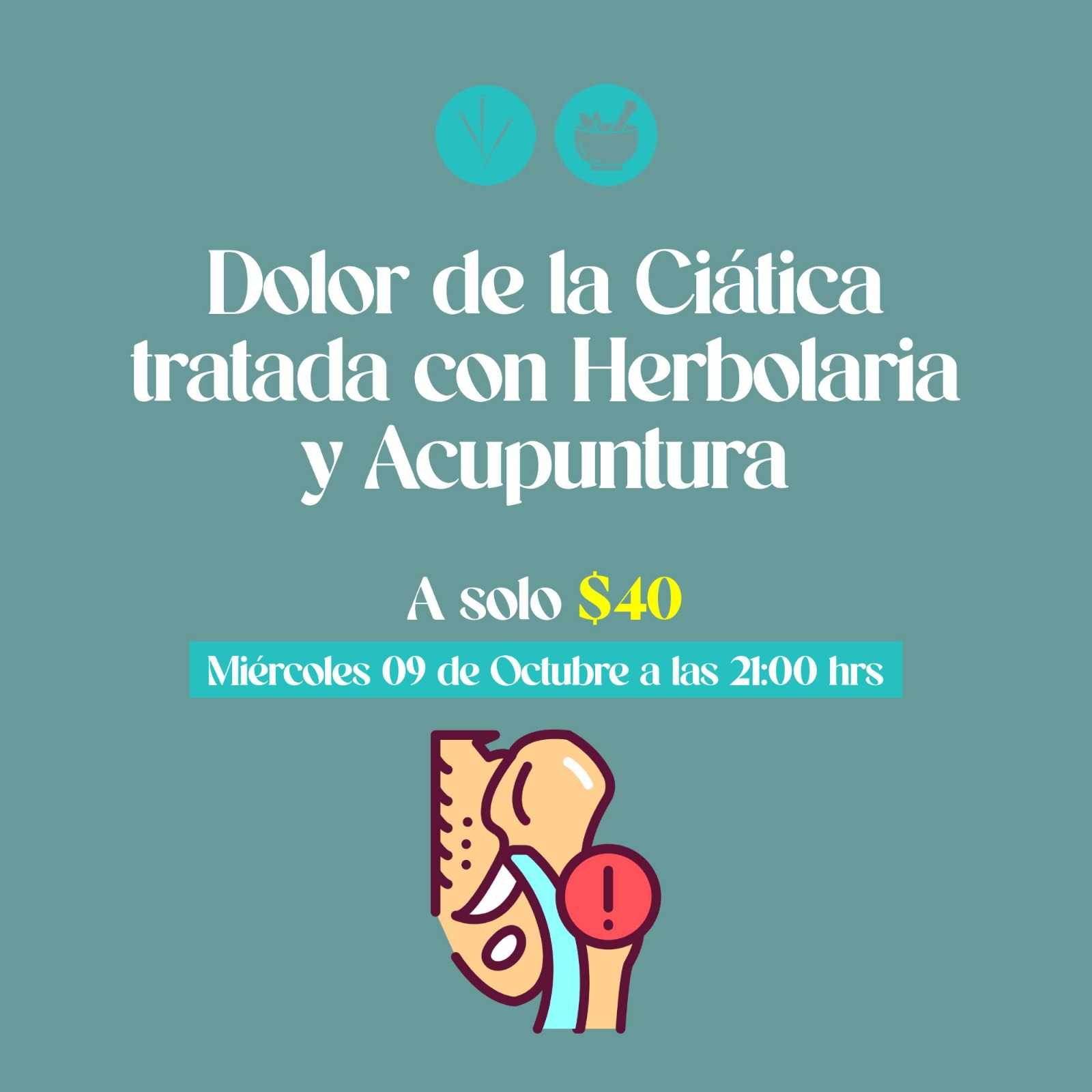 banner del curso: dolor de la ciatica tratada con herbolaria y acupuntura