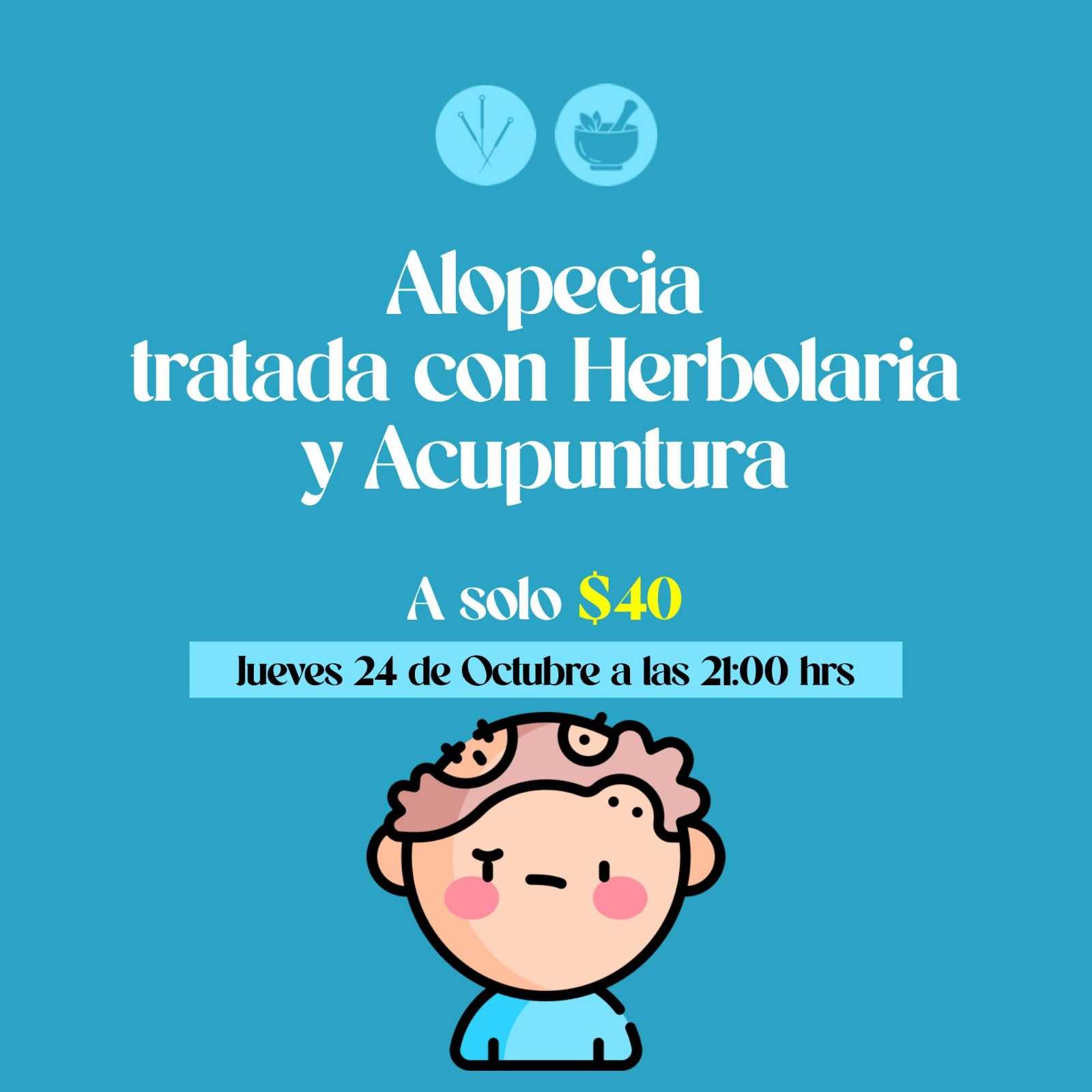 banner del curso: alopecia tratado con herbolaria y acupuntura 