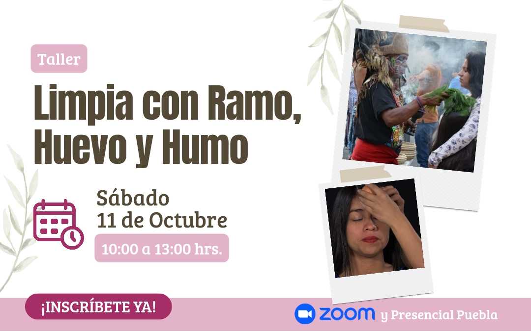 banner del curso: limpia con ramo, huevo y humo
