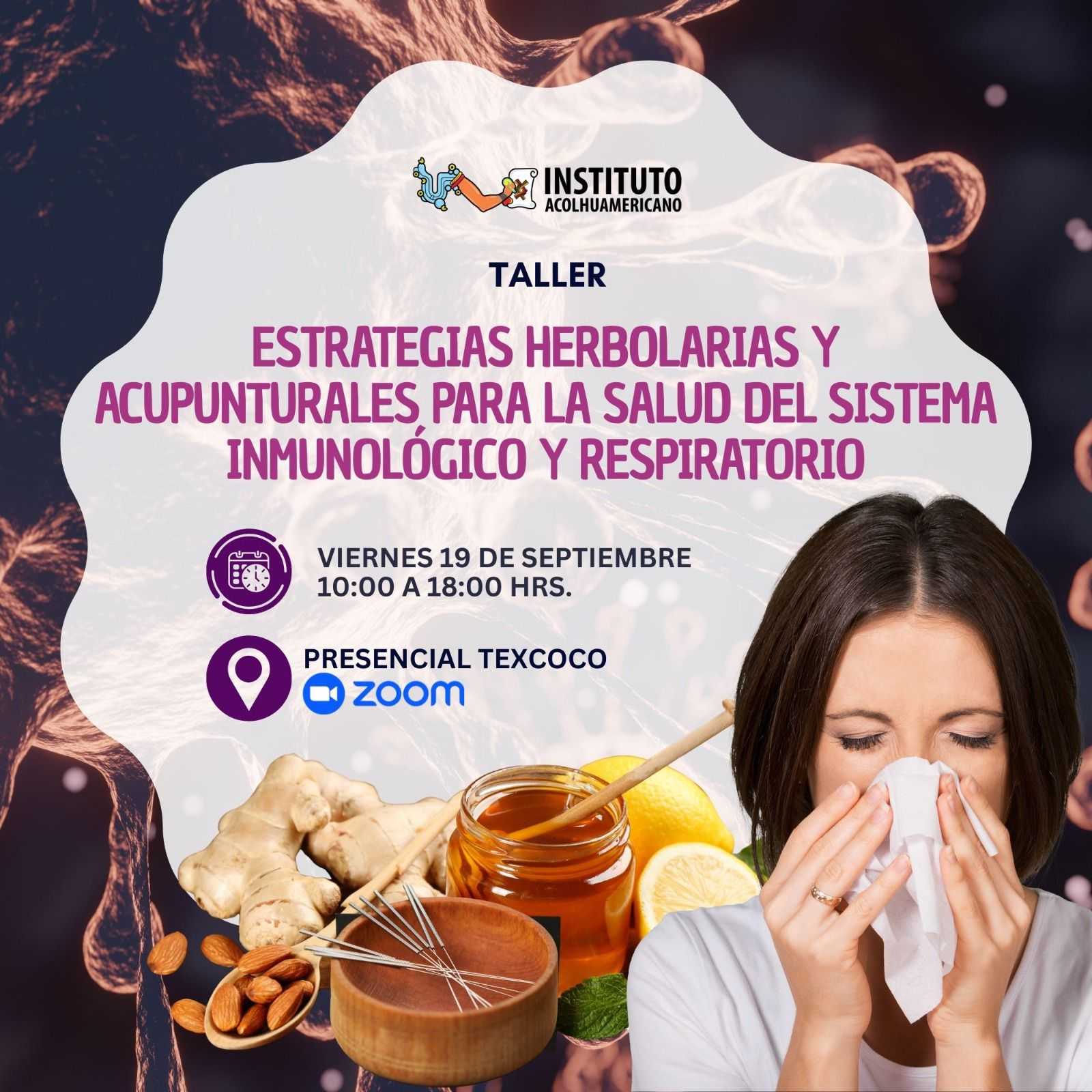 banner del curso: estrategias herbolarias y acupunturales para la salud del sistema inmunologico
