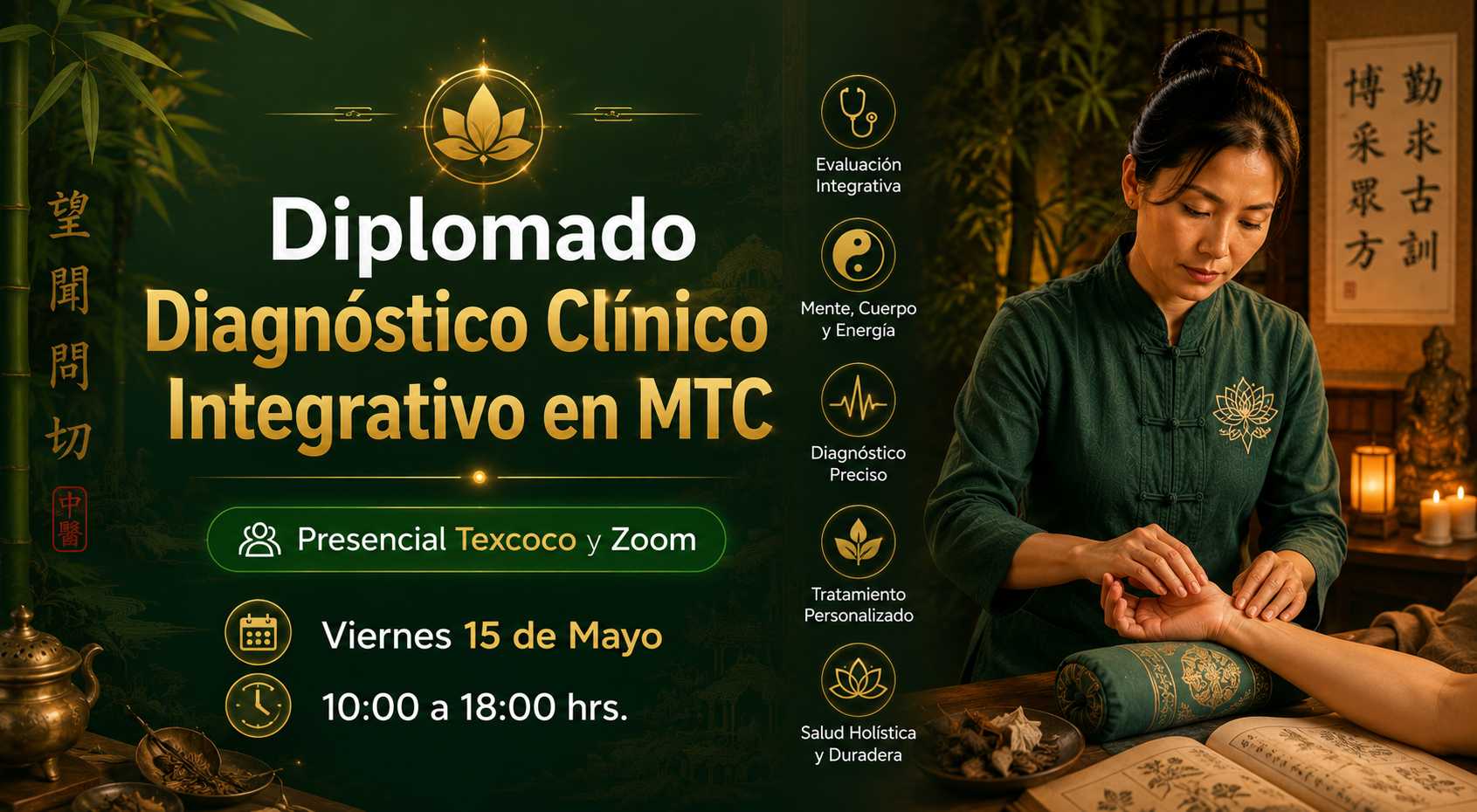 banner del curso: diplomado en diagnóstico clínico integrativo en mtch (texcoco ago 26)