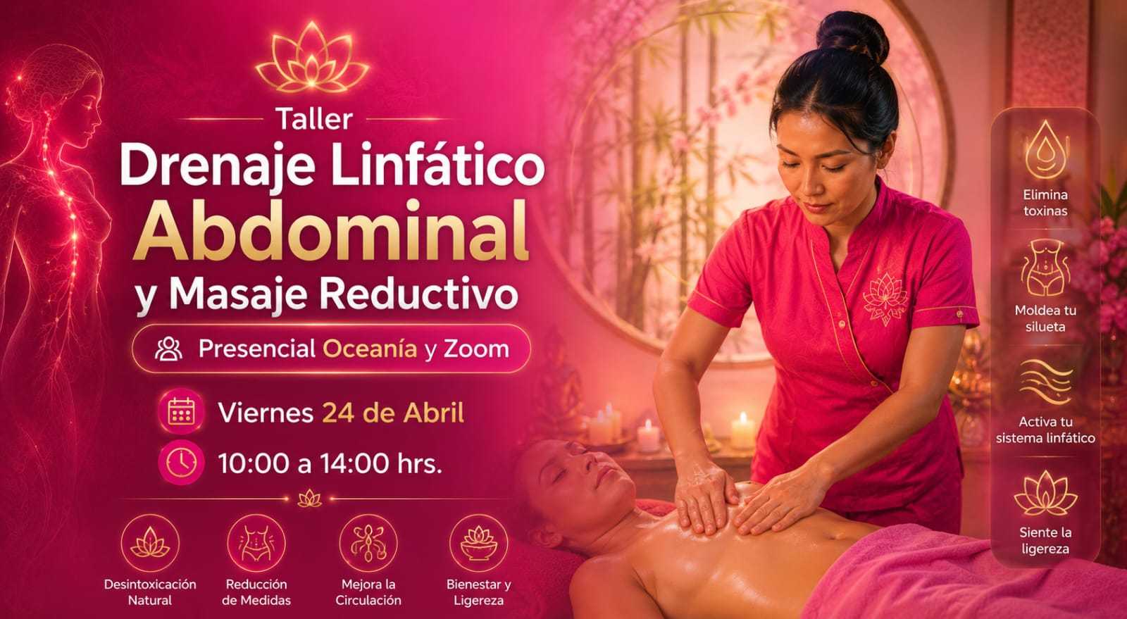 banner del curso: drenaje linfático abdominal y masaje reductivo