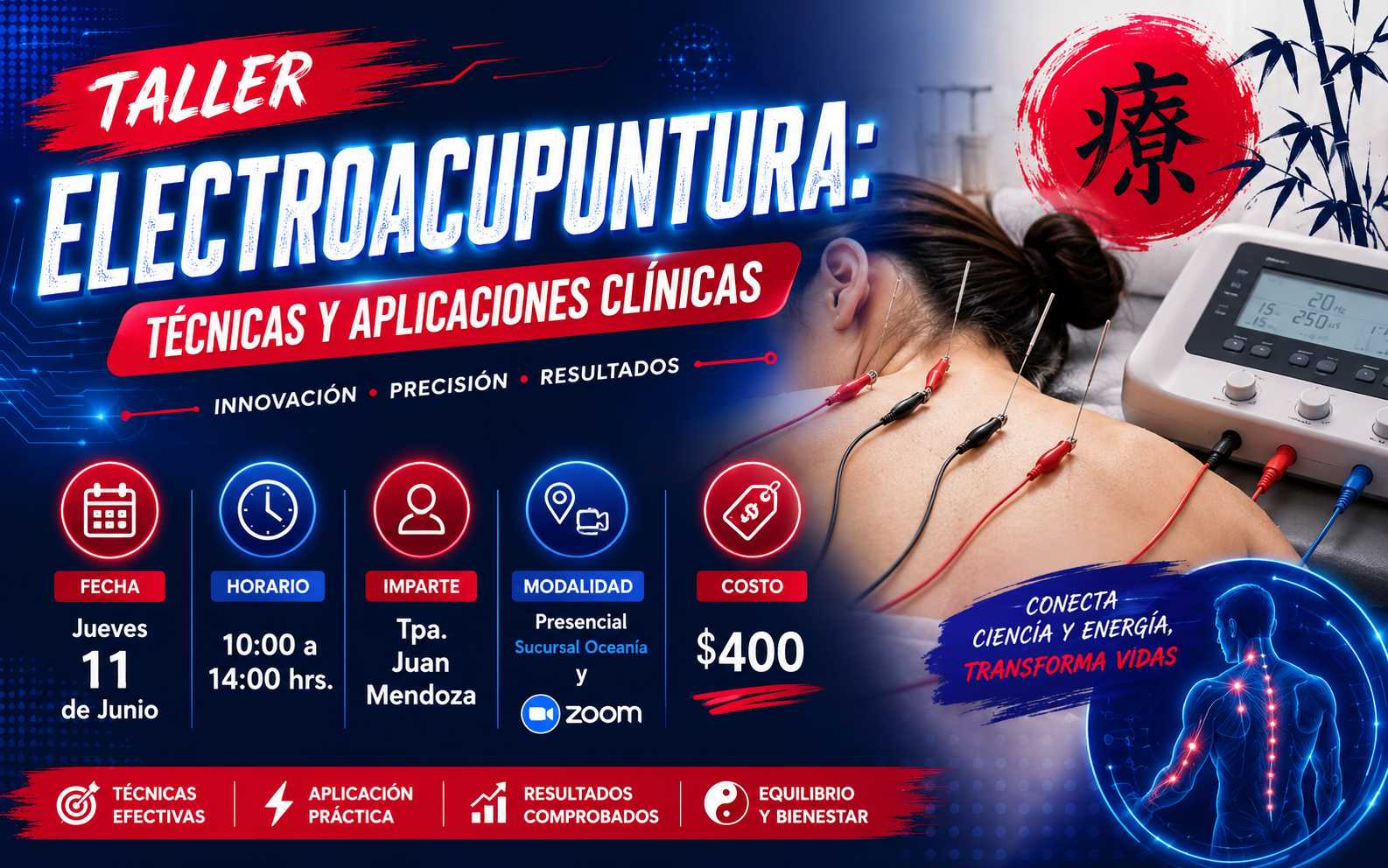 banner del curso: electroacupuntura: técnicas y aplicaciones clínicas