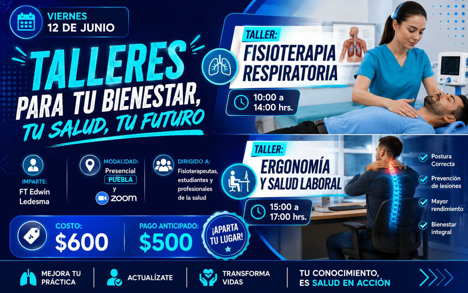 banner del curso: fisioterapia respiratoria / ergonomía y salud laboral