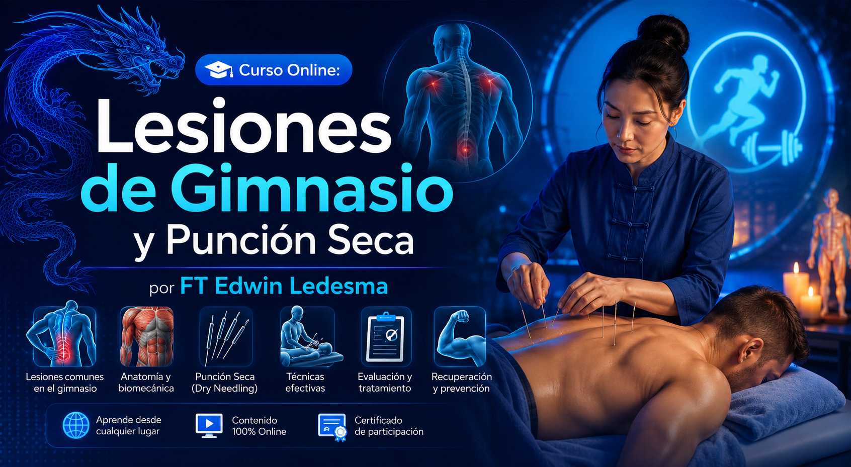 banner del curso: lesiones de gimnasio / punción seca