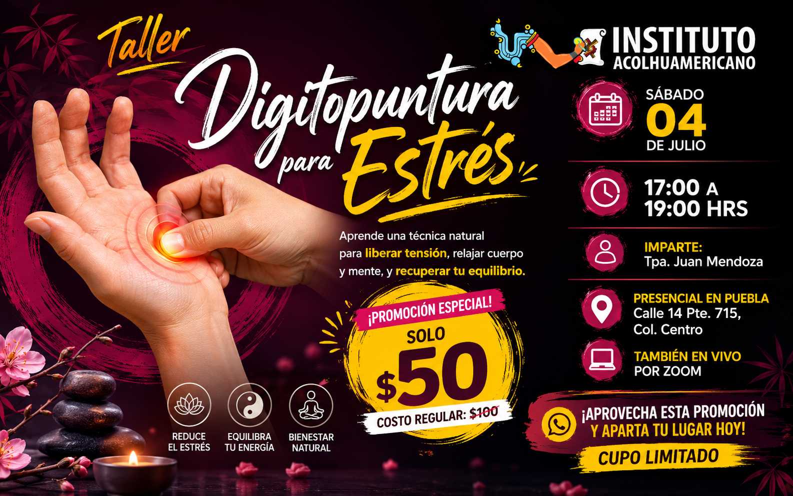 banner del curso: digitopuntura para estrés 