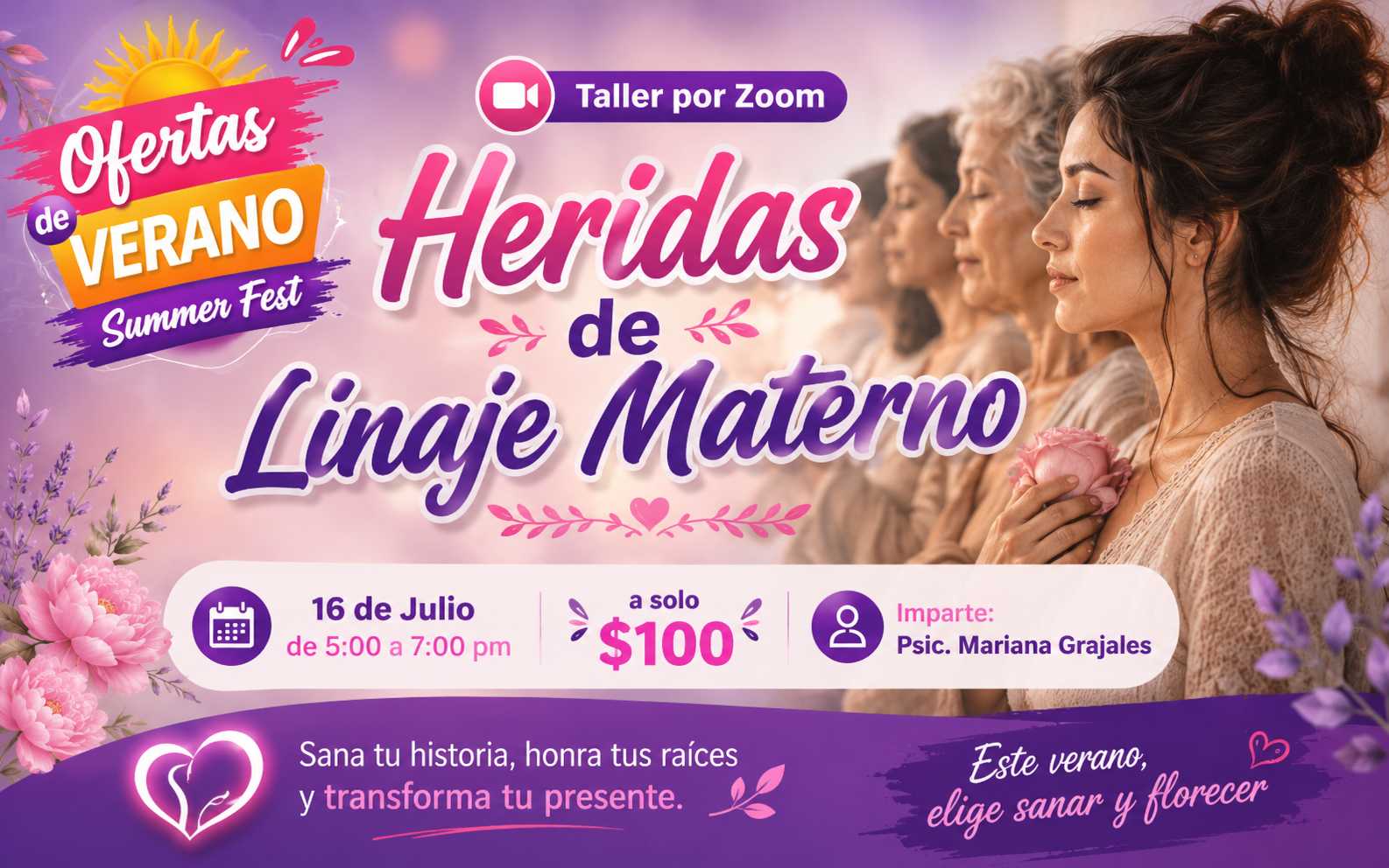 banner del curso: heridas del linaje materno